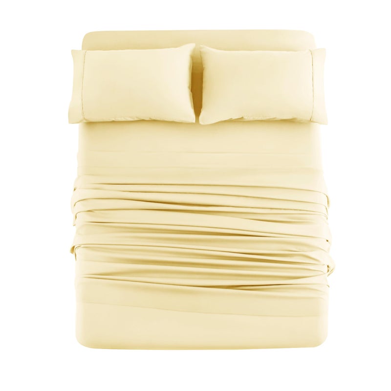 Mohap Bed Sheet Set 4 Pieces Double Brushed Microfiber 1800 - Breathable All Season Luxury Soft Bedding - Full Yellow - Image 1